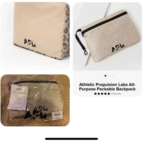 APL Packable Backpack, Cream & Leopard Print - Picture 4 of 5